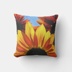 Red and Yellow Sunflowers Floral Outdoor Pillow