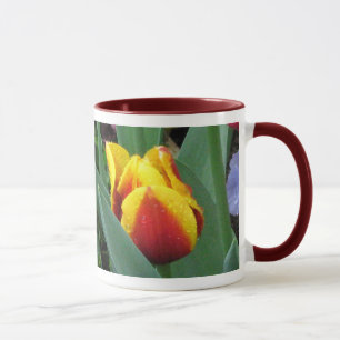 red and yellow tulip ceramic mug