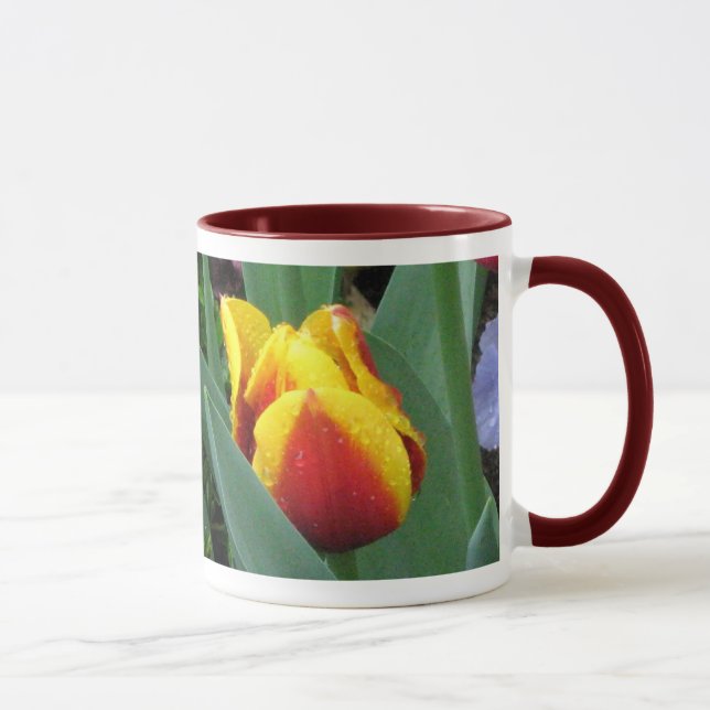 red and yellow tulip ceramic mug (Right)