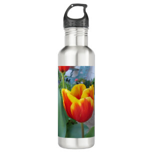 Red and Yellow Tulip floral Garden Photo 710 Ml Water Bottle