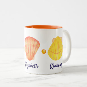 Red and Yellow Watercolor Seashells Mug
