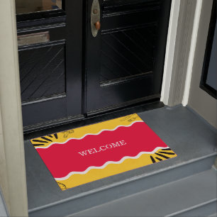 RED AND YELLOW WELCOME DOORMAT