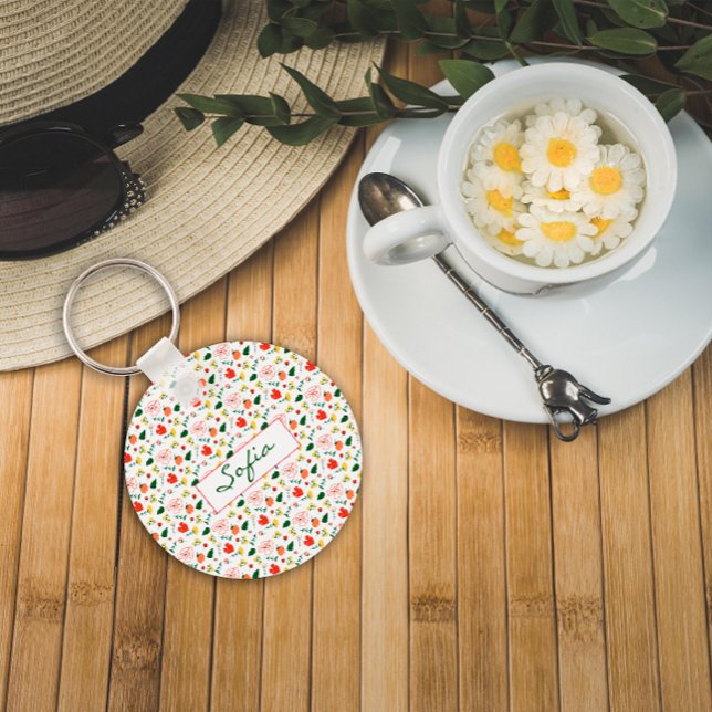 Red and yellow wildflowers pattern  key ring (Creator Uploaded)