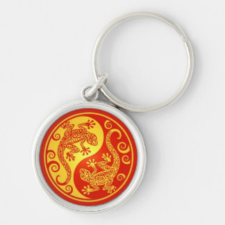 Red and Yellow Yin Yang Geckos Key Ring