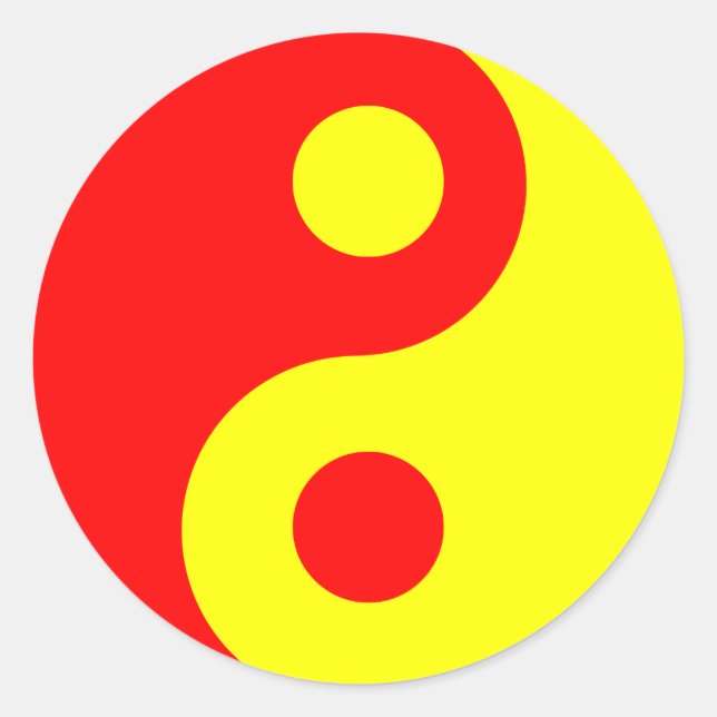 Red and Yellow Yin Yang Symbol Classic Round Sticker (Front)