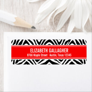 Red and Zebra Print Return Address Label
