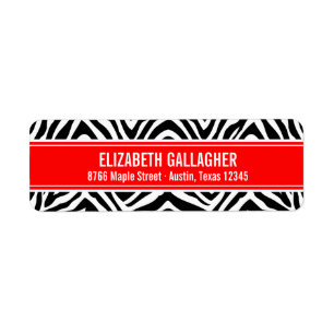Red and Zebra Print Return Address Label