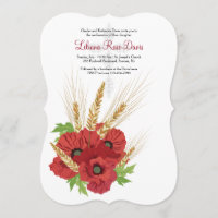 Red Anemones and Wheat Invitation