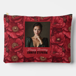 Red Anemones Floral Adult Birthday Trendy Accessory Pouch