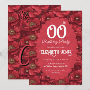 Red Anemones Flower Outdoor Birthday Party Invitation
