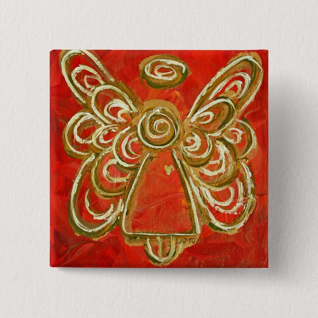 Red Angel Button Pin (Front)
