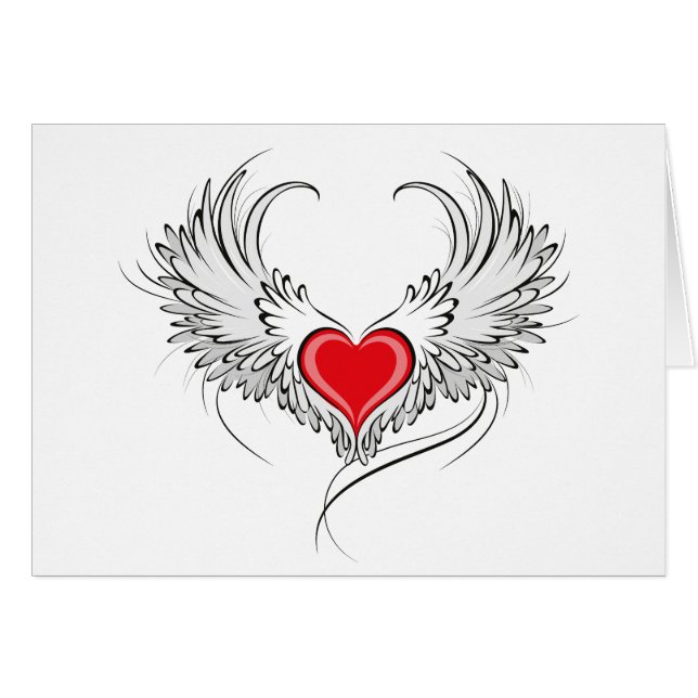 Red Angel Heart with wings (Front Horizontal)