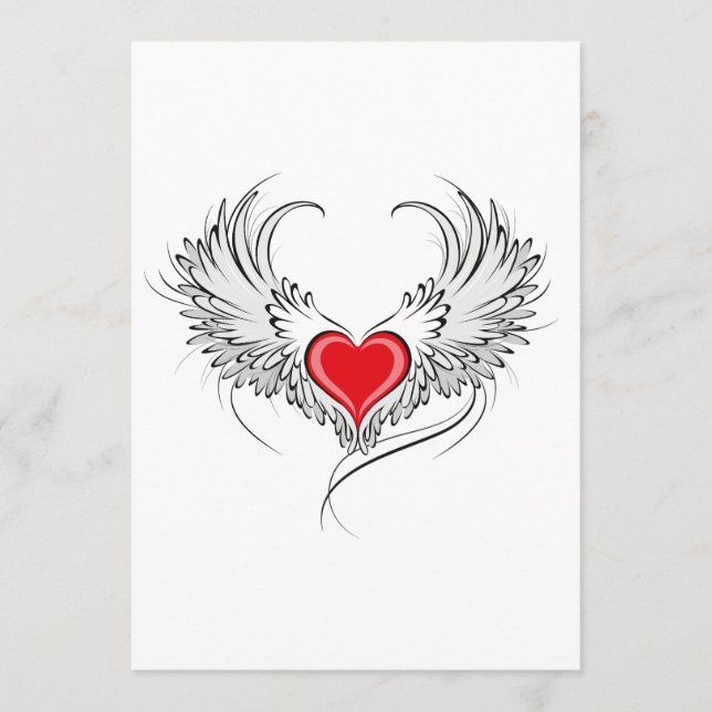 Red Angel Heart with wings Advice Card (Front)