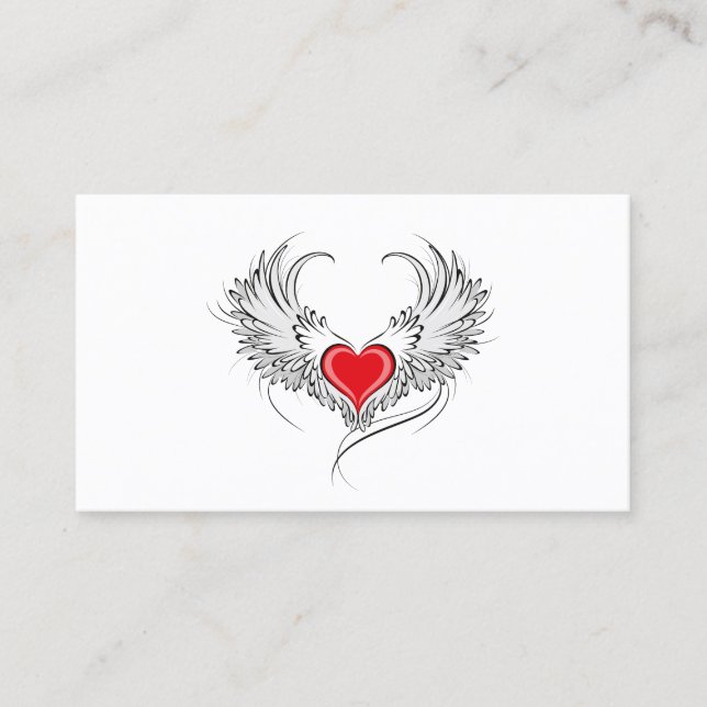 Red Angel Heart with wings Appointment Card (Front)