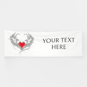 Red Angel Heart with wings Banner