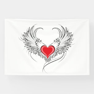 Red Angel Heart with wings Banner