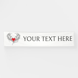 Red Angel Heart with wings Banner