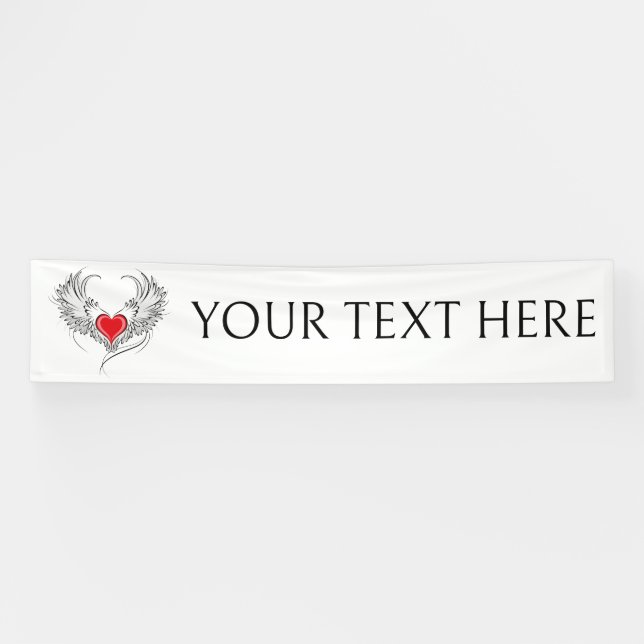 Red Angel Heart with wings Banner (Horizontal)