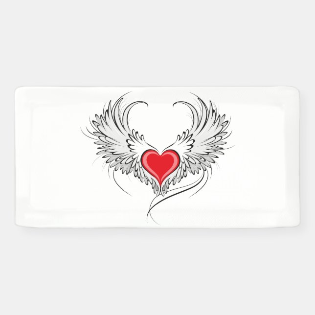 Red Angel Heart with wings Banner (Horizontal)