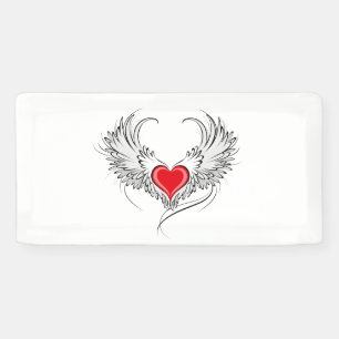 Red Angel Heart with wings Banner