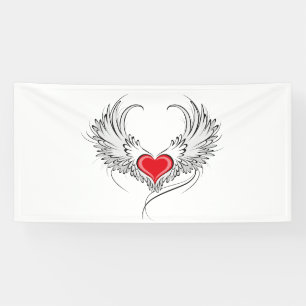 Red Angel Heart with wings Banner