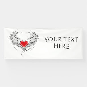 Red Angel Heart with wings Banner
