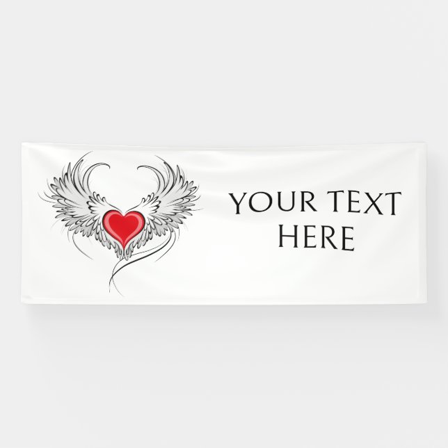 Red Angel Heart with wings Banner (Horizontal)