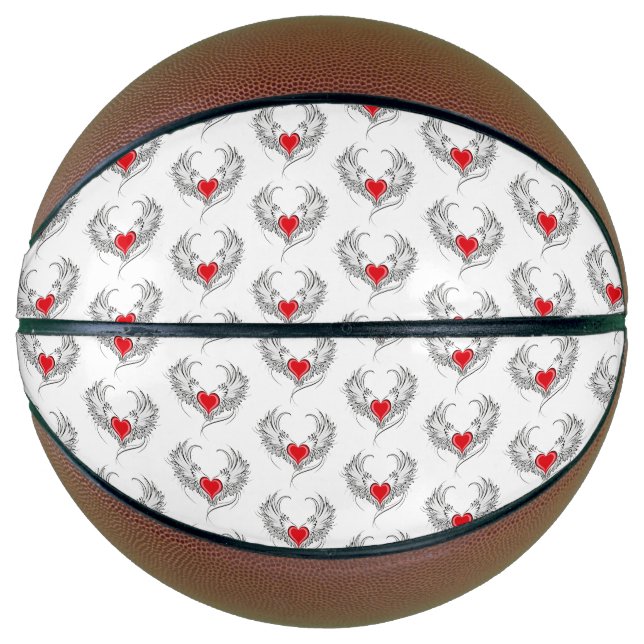 Red Angel Heart with wings Basketball (Front)