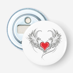 Red Angel Heart with wings Bottle Opener
