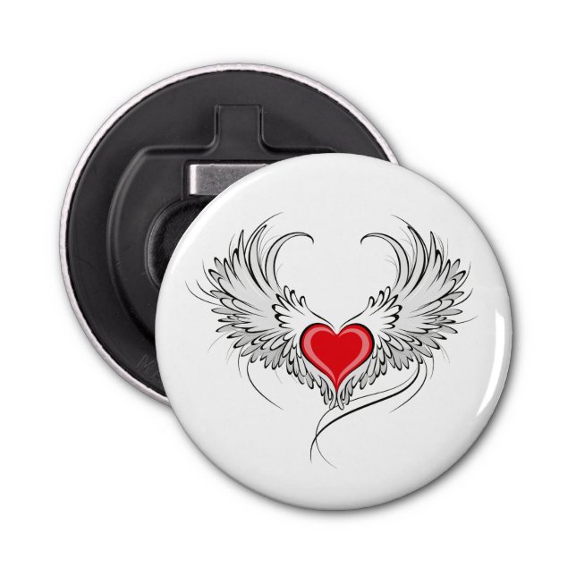 Red Angel Heart with wings Bottle Opener (Front)