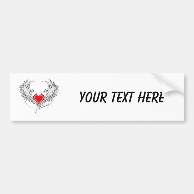 Red Angel Heart with wings Bumper Sticker (Front)