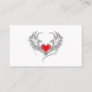 Red Angel Heart with wings Calling Card