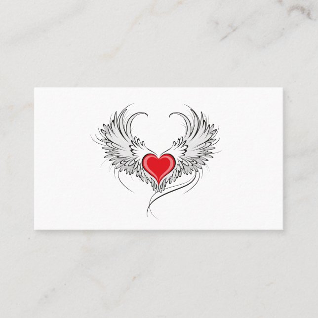 Red Angel Heart with wings Calling Card (Front)