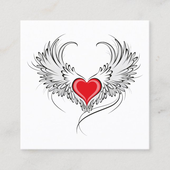 Red Angel Heart with wings Calling Card (Front)