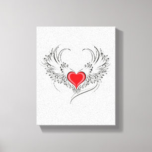 Red Angel Heart with wings Canvas Print