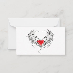 Red Angel Heart with wings Card