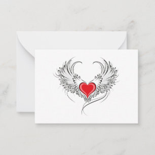 Red Angel Heart with wings Card