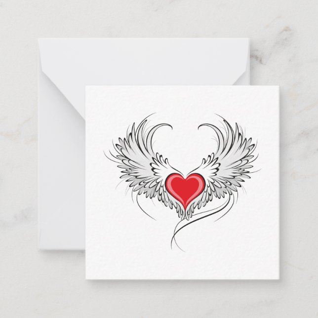 Red Angel Heart with wings Card (Front)