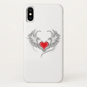 Red Angel Heart with wings iPhone X Case