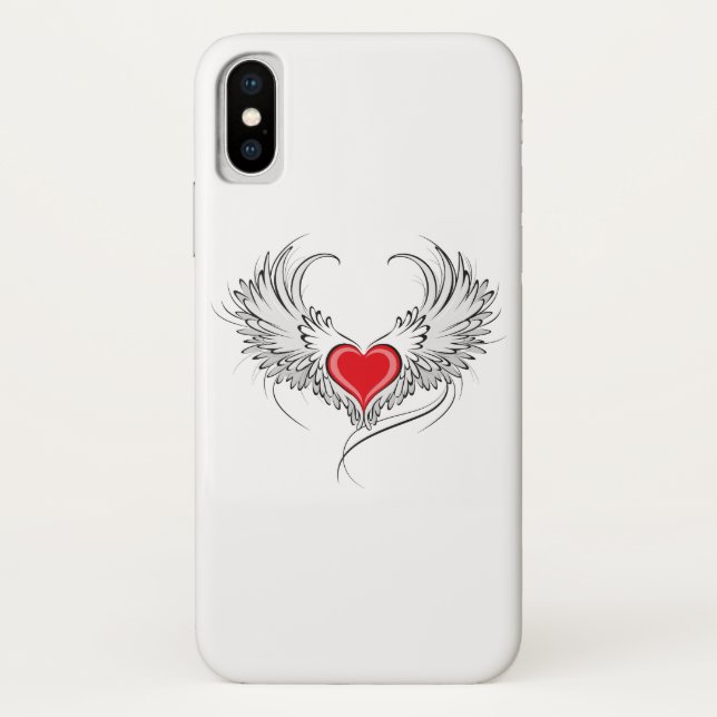 Red Angel Heart with wings Case-Mate iPhone Case (Back)