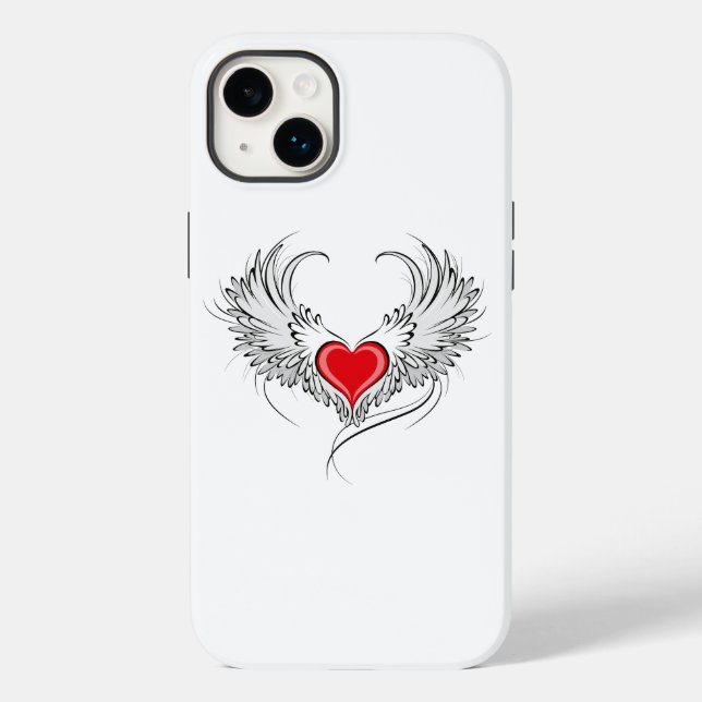 Red Angel Heart with wings Case-Mate iPhone Case (Back)