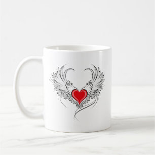 Red Angel Heart with wings Coffee Mug