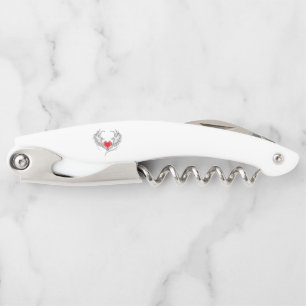 Red Angel Heart with wings Corkscrew