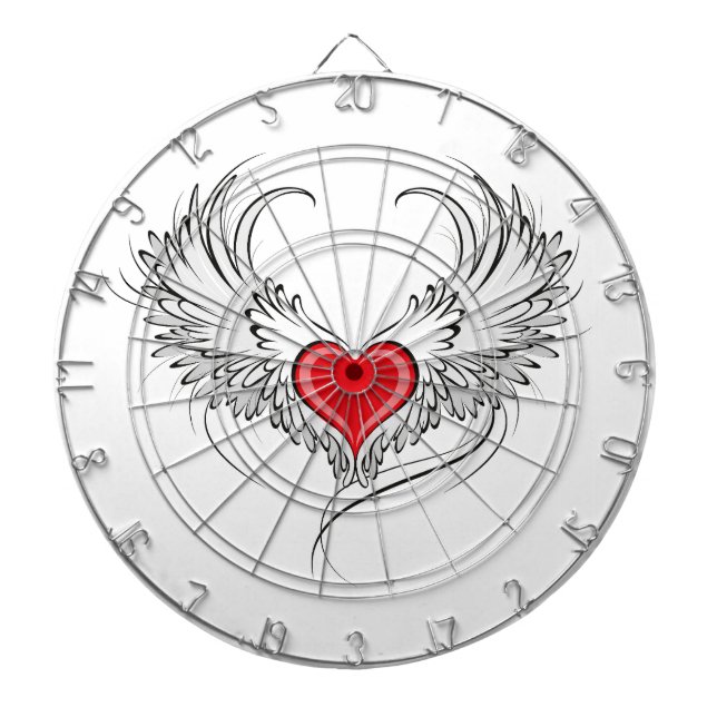 Red Angel Heart with wings Dartboard (Front)