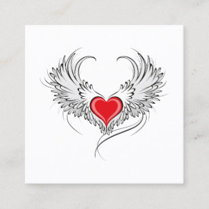 Red Angel Heart with wings Discount Card