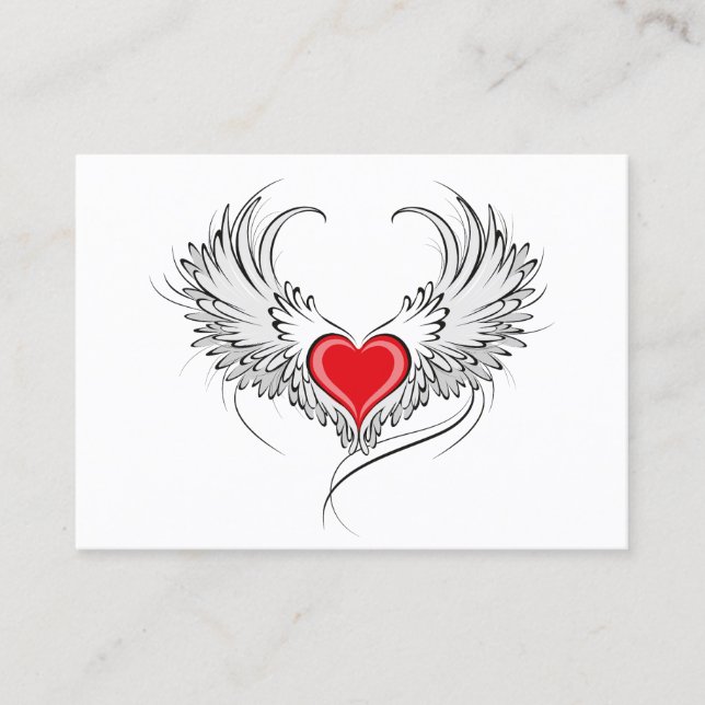 Red Angel Heart with wings Discount Card (Front)