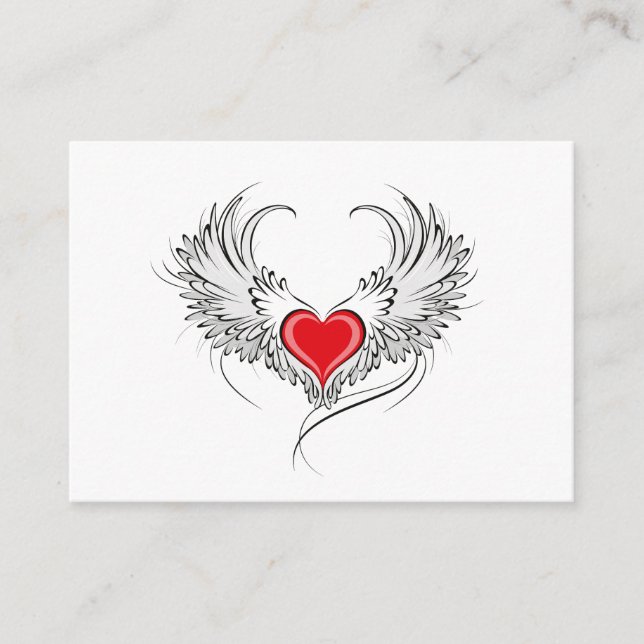 Red Angel Heart with wings Enclosure Card (Front)