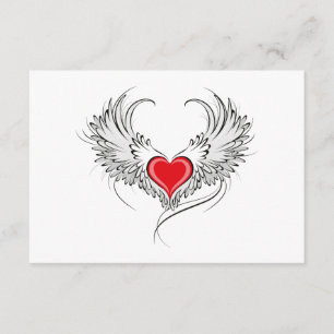 Red Angel Heart with wings Enclosure Card