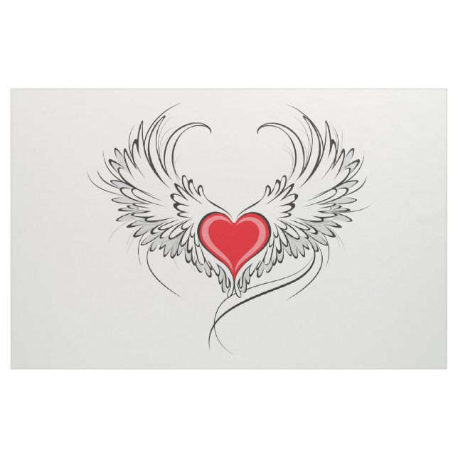 Red Angel Heart with wings Fabric (Yard)