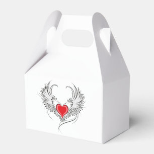 Red Angel Heart with wings Favour Box